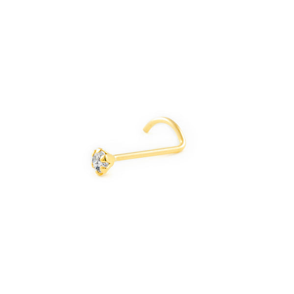 9K Gelbgold Nase Piercing Zirkonia 2 mm Glanz