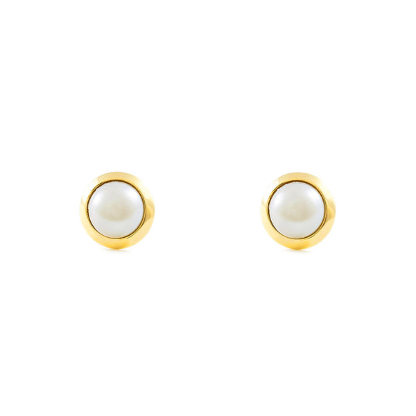 Damen & Kinder Perle 6 mm Ohrringe Gelbgold 9K