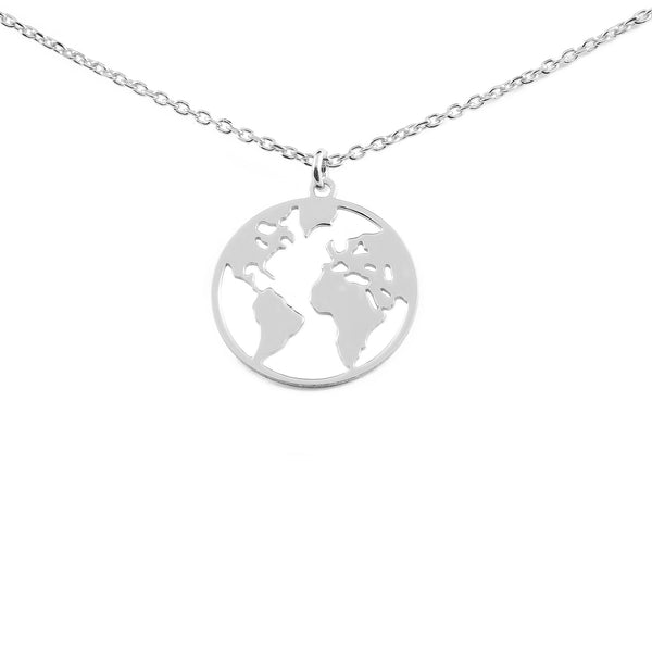 Welt Halskette 925 Sterling Silber