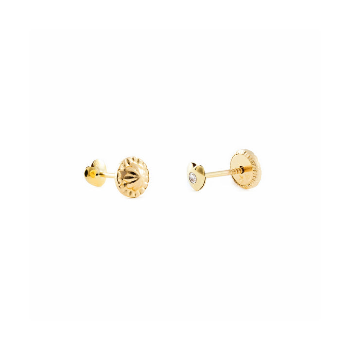 Pendientes bebe Oro Amarillo Corazon con Circonita (9kts)