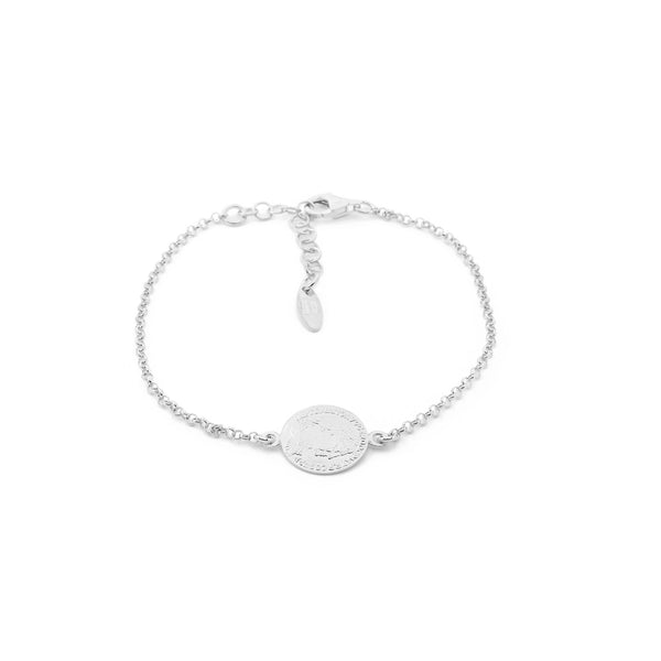 Damen Römische Währung Armband 925 Sterling Silber Glanz