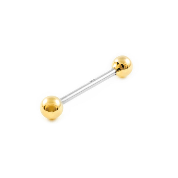 9K Gold Stahl piercing 5 mm Zungenkugel, glänzend