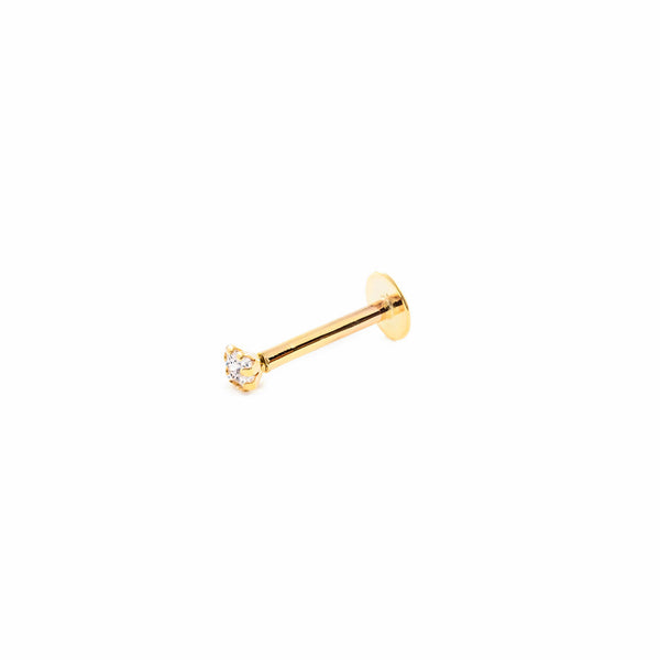 9K Gelbgold Quadratisches Labret Piercing Zirkonia Glanz