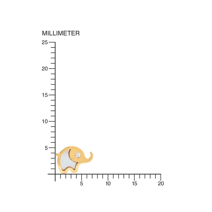 Pendientes Oro Bebe o Niña elefante nacar y circón (9kts)