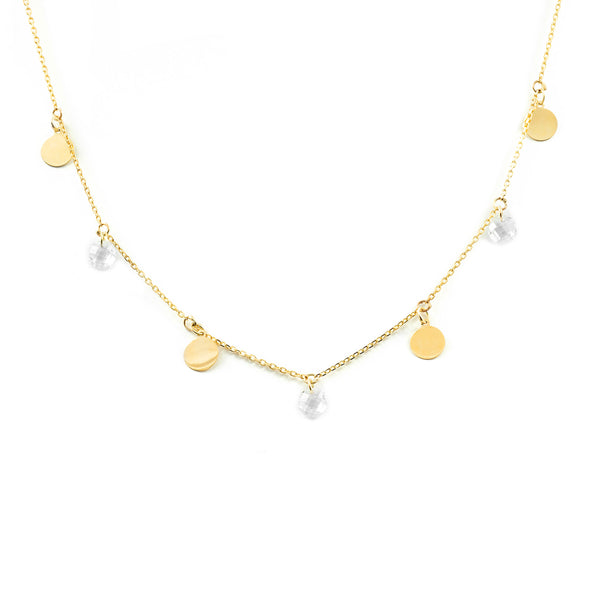 Damen Halskette 9K Gelbgold glänzenden Zirkonia-Kreisen 40 cm