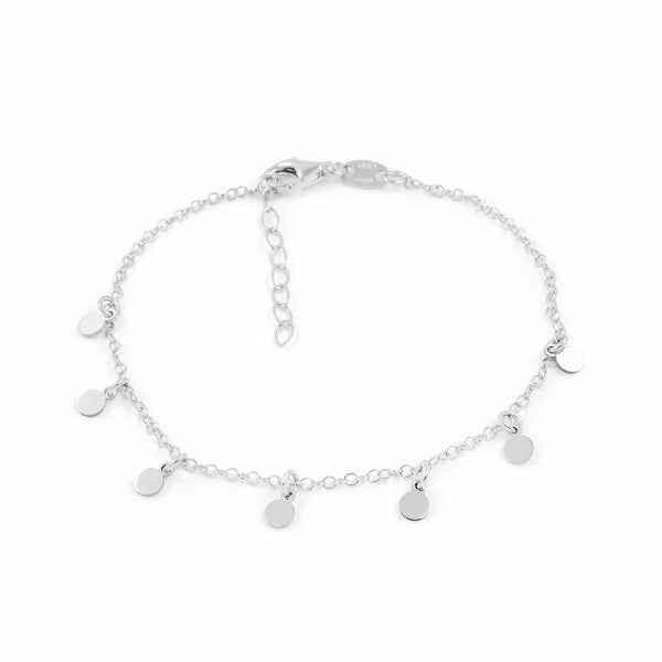 Damen Runde Charms Armband 925 Sterling Silber Glanz