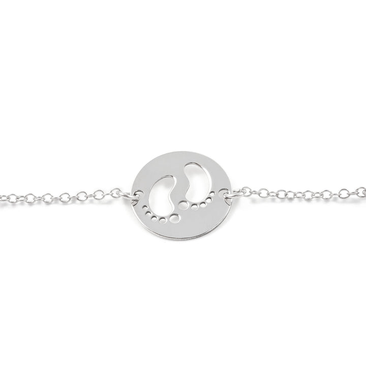 Pulsera Plata pies bebés calados con Corazones