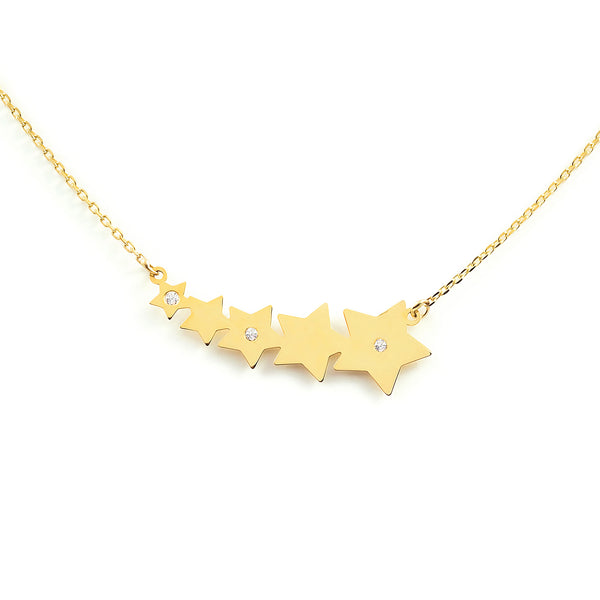 Damen Halskette 9K Gelbgold strahlenden Zirkonia Sternen 43 cm