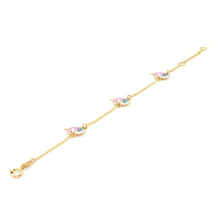 Pulsera Oro niña unicornios Esmalte (9kts)