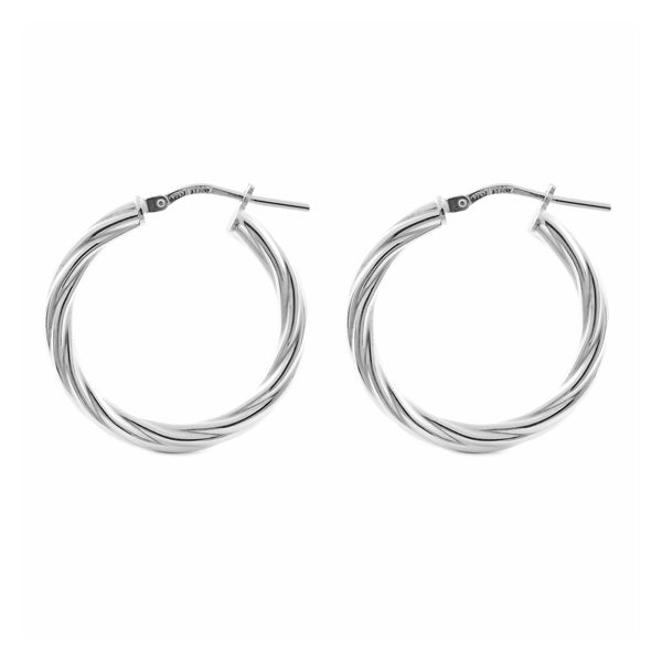 Ohrringe Verdrehter Hoop Creolen 26x3 mm 925 Sterling Silber Glanz