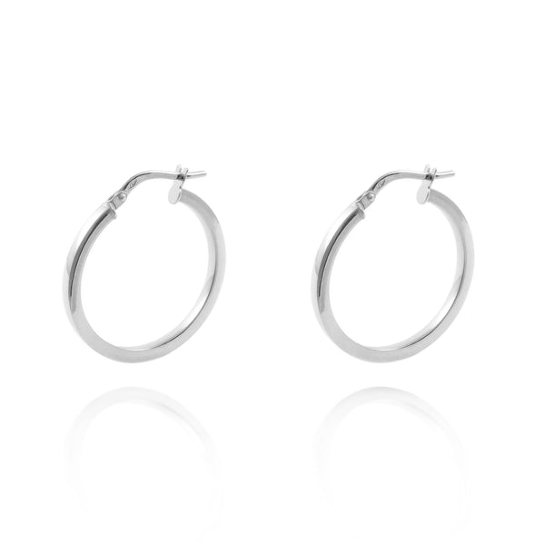 Ohrringe Quadratische Hoop Creolen 24x2 mm 925 Sterling Silber Glanz