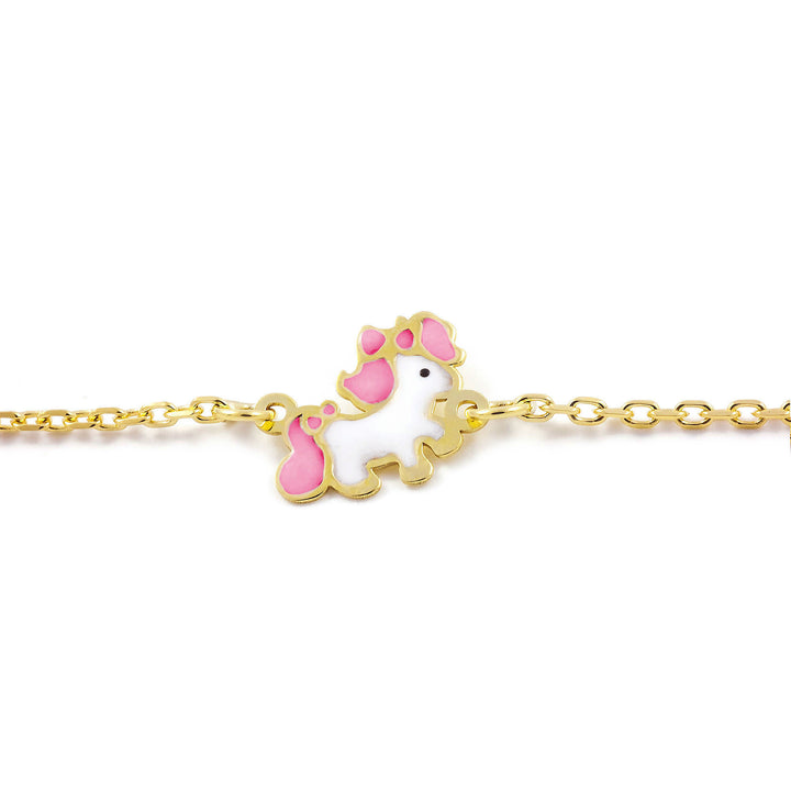 Pulsera Oro niña unicornios Esmalte (9kts)