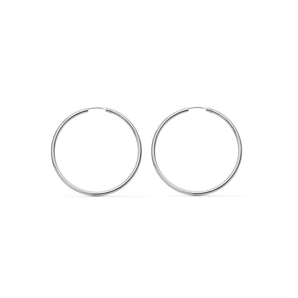 Damen Ohrringe Flexibles Hoop Creolen 25x1.5 mm Weißgold 18K