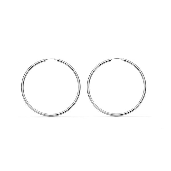 Damen Ohrringe Flexibles Hoop Creolen 30x1.5 mm Weißgold 18K