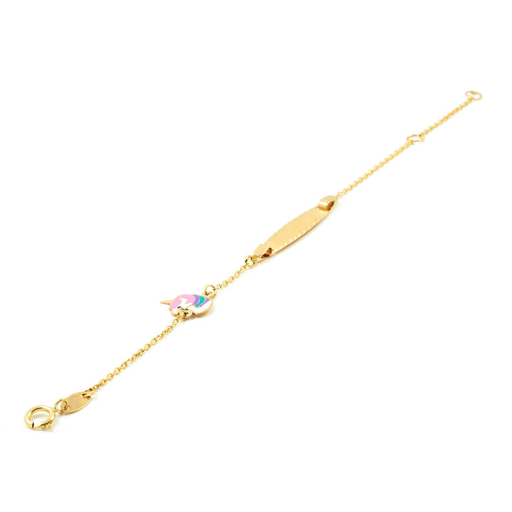 Pulsera Esclava Oro niña unicornio Esmalte (9kts)