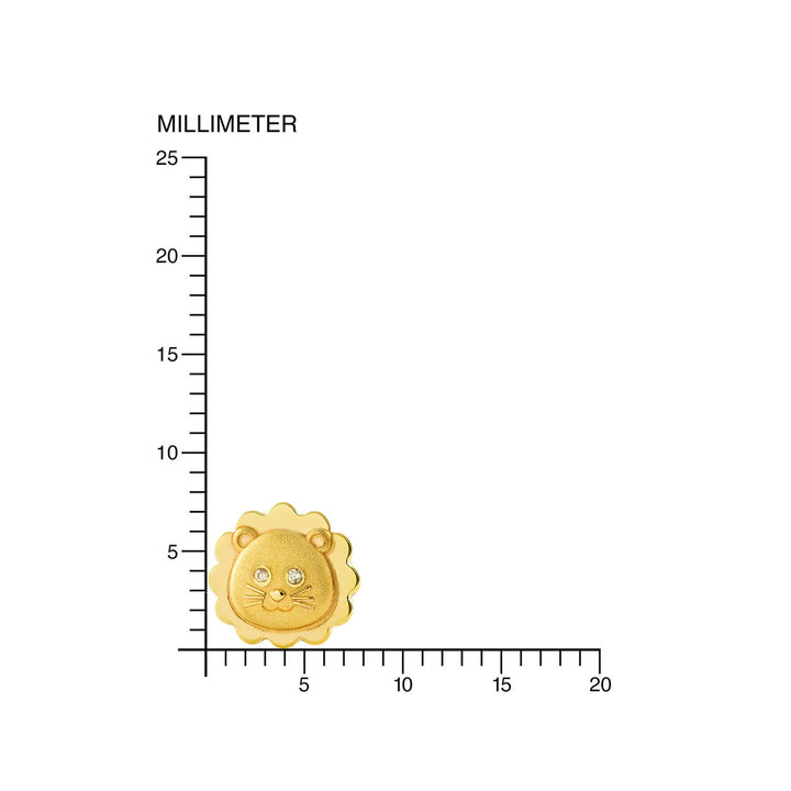 Pendientes niña Oro amarillo león mate y brillo con circón (9kts)