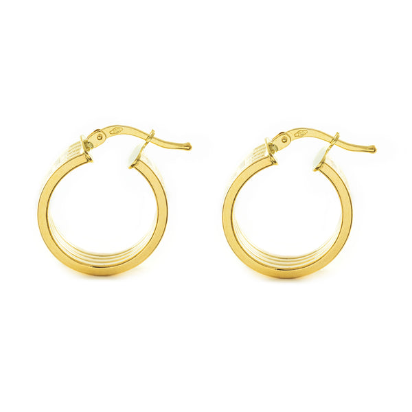 Damen Ohrringe Griechisch Hoop Creolen 18x6 mm Gelbgold 18K