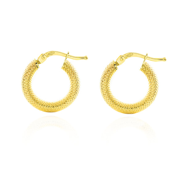 Damen Ohrringe Hoop Creolen 16x3 mm Gelbgold 18K