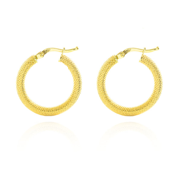 Damen Ohrringe Hoop Creolen 21x3 mm Gelbgold 18K