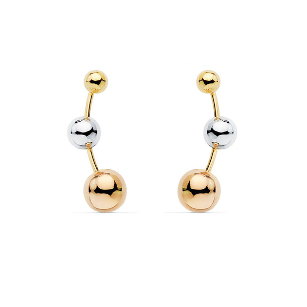 Damen Ball climber Ohrringe Dreifarbig 18K Gold