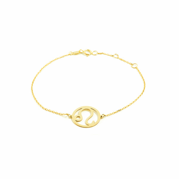 9K Gelbgold Damen Mädchen Armband Leo Motiv Glanz 18 cm