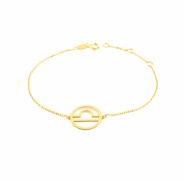 9K Gelbgold Damen Mädchen Armband Libra Motiv 18 cm Glanz