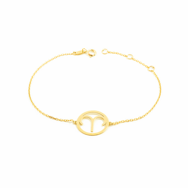 9K Gelbgold Damen Mädchen Armband Aries Horoskop 18 cm Glanz