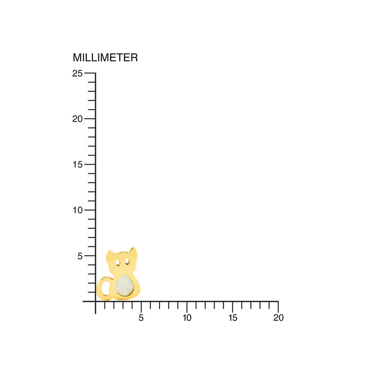 Pendientes niña oro amarillo Gato con fondo nacar (9Kts)
