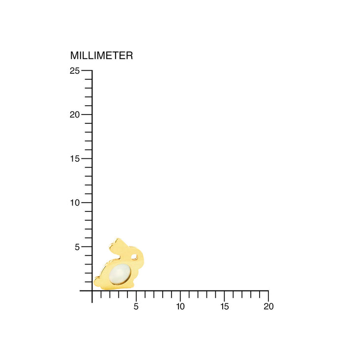 Pendientes niña oro amarillo conejo con fondo nacar (9Kts)