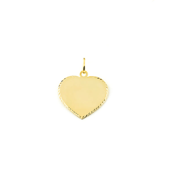 Medaille Anhänger Gelbgold 9K Personalisiertes Herz mit Glanz Textur 22 x 22 mm