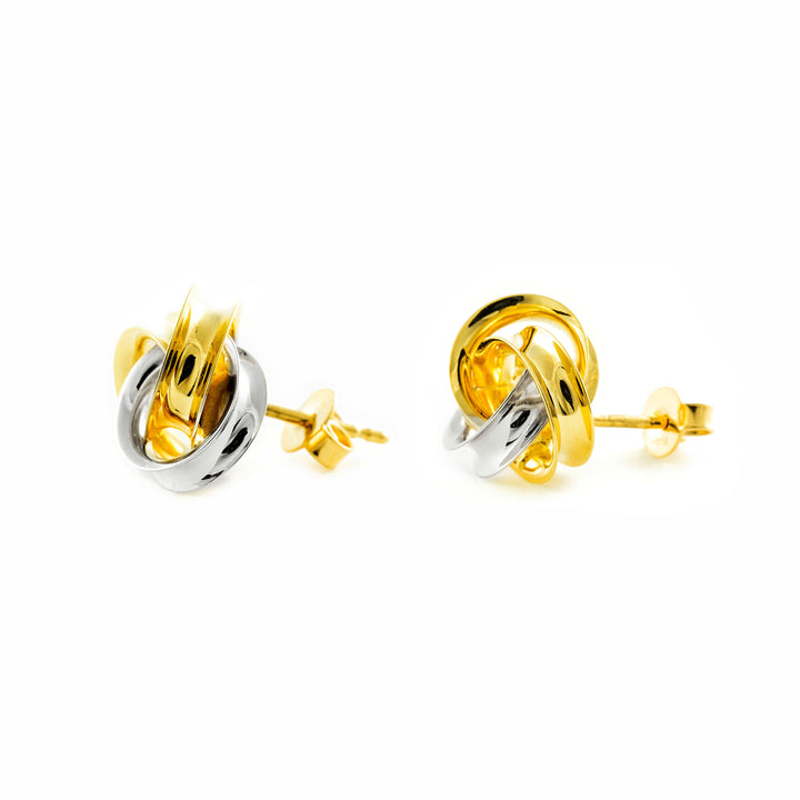 Pendientes Oro bicolor Nudo Doble Liso