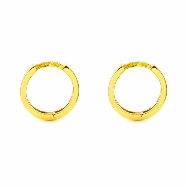 Damen & Kinder Ohrringe Hoop Creolen 12x2 mm Gelbgold 18K