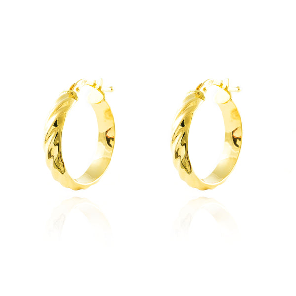 Damen Ohrringe Hoop Creolen 20x4 mm Gelbgold 18K