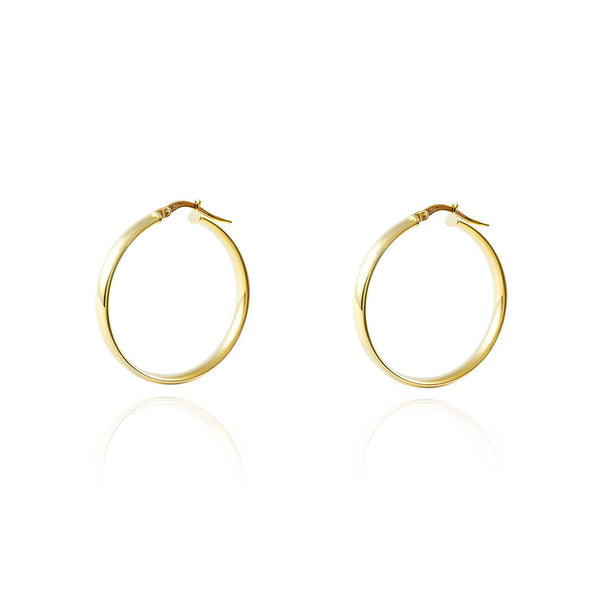 Damen Ohrringe Hoop Creolen 22x4 mm Gelbgold 18K