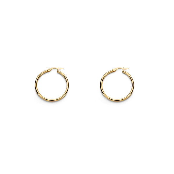 Damen Ohrringe Hoop Creolen 27x1.5 mm Gelbgold 18K