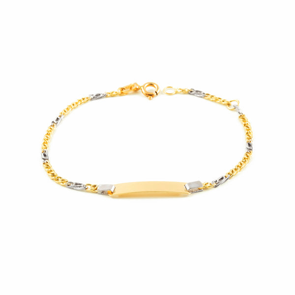 18K Bicolor Gold Personalisierte Glanz Slave Mädchen Kinder Armband 14 cm 