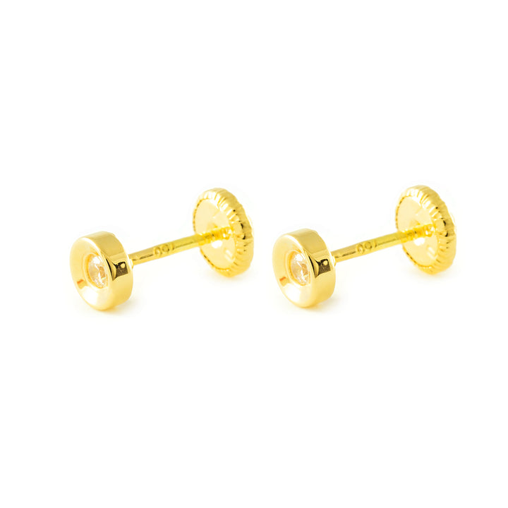 Pendientes oro amarillo Bebe redondo con circonita 2 mm