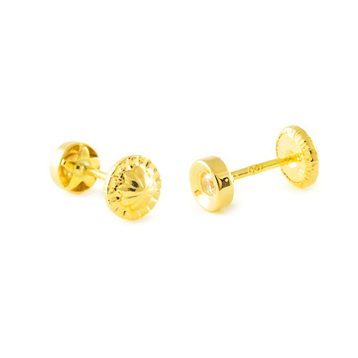 Pendientes oro amarillo Bebe redondo con circonita 2 mm