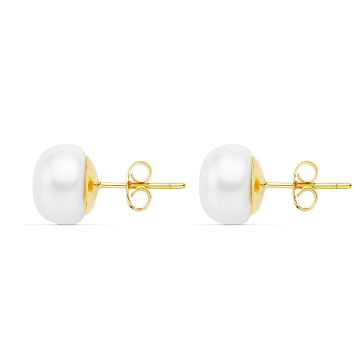 Pendientes Niña Oro amarillo con perla boton 10 mm (9kts)