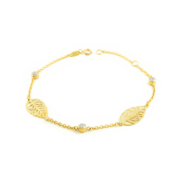 9K Gelbgold Damen Mädchen Armband Zirkoniten Glanz 18 cm