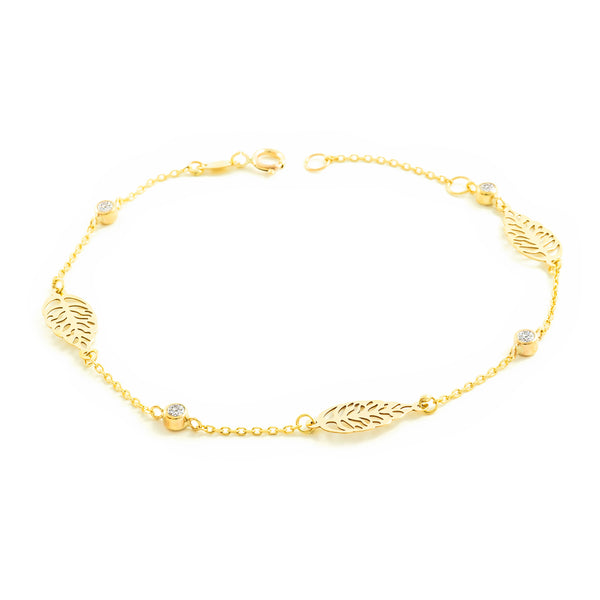 9K Gelbgold Damen Mädchen Armband Zirkoniten Glanz 18 cm