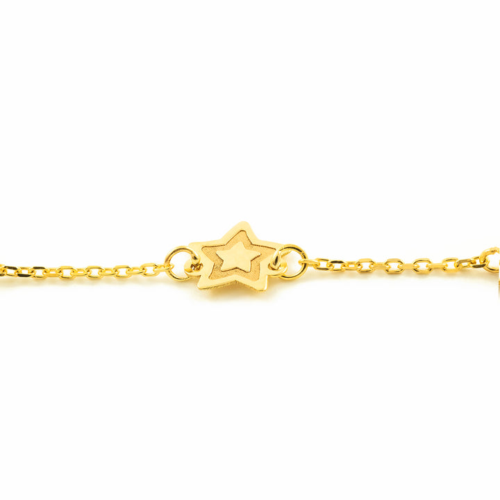 Pulsera Oro estrella mate y brillo y circonitas (9kts)