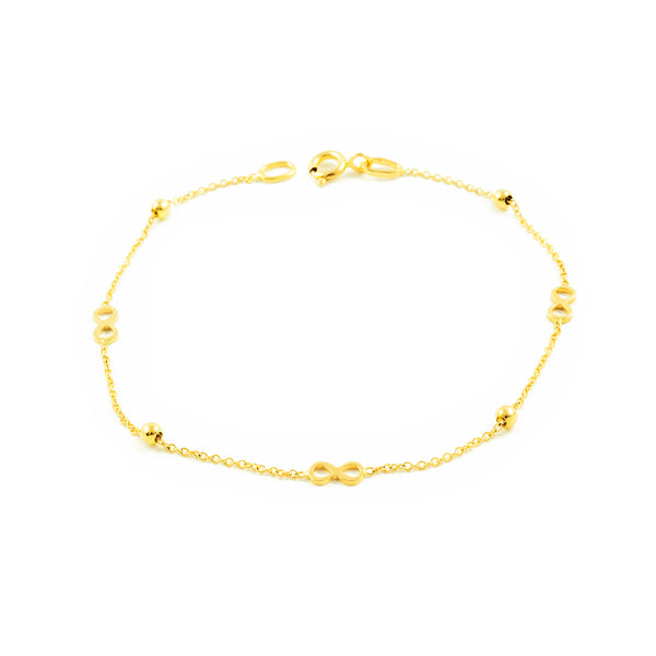 18K Gelbgold Damen Mädchen Armband Infinity Glanz 18 cm