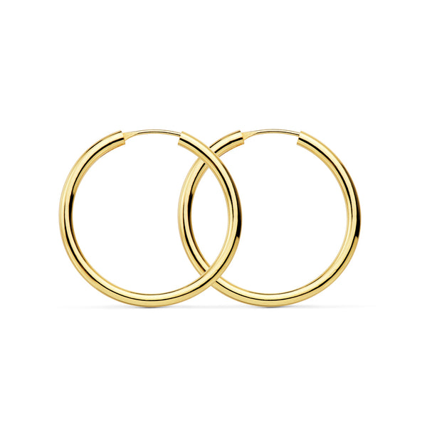 Damen Ohrringe Flexibles Hoop Creolen 24x2 mm Gelbgold 18K