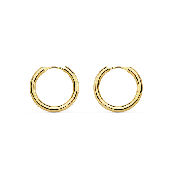 Damen & Kinder Ohrringe Flexibles Hoop Creolen 12x1.5 mm Gelbgold 18K