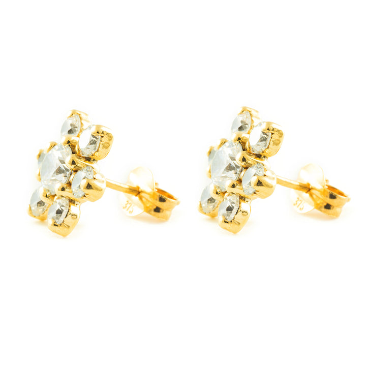 Pendientes Niña Oro 9k Flor de corazones Circonita