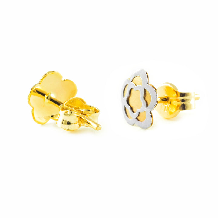 Pendientes Niña Oro Bicolor 18k Flor