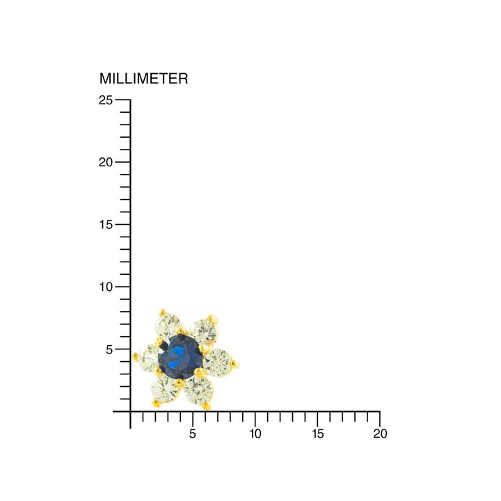 Pendientes Mujer/Niña Oro 9k Flor Circonita Zafiro