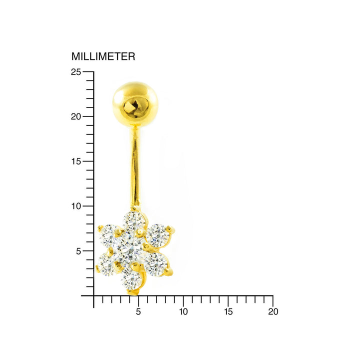 Piercing Oro Ombligo trebol con circonita (18kts)