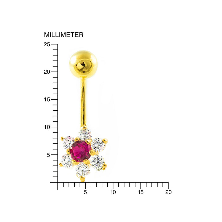 Piercing Oro Ombligo trebol con circonita (9kts)